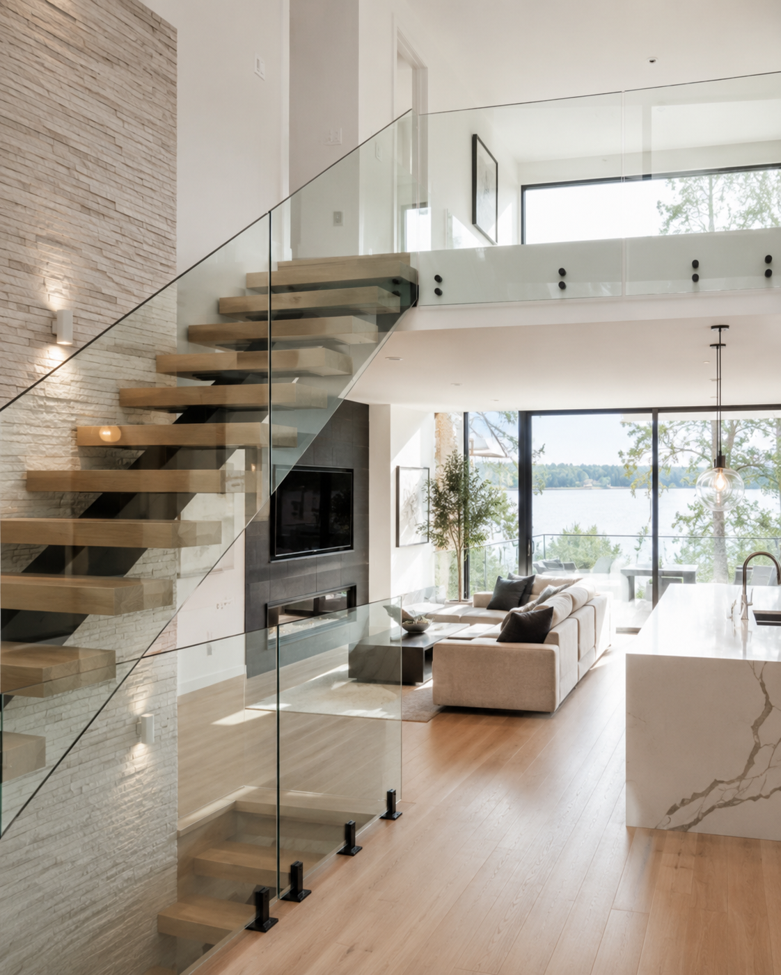 Modern frameless glass railing installation by ClearEdge